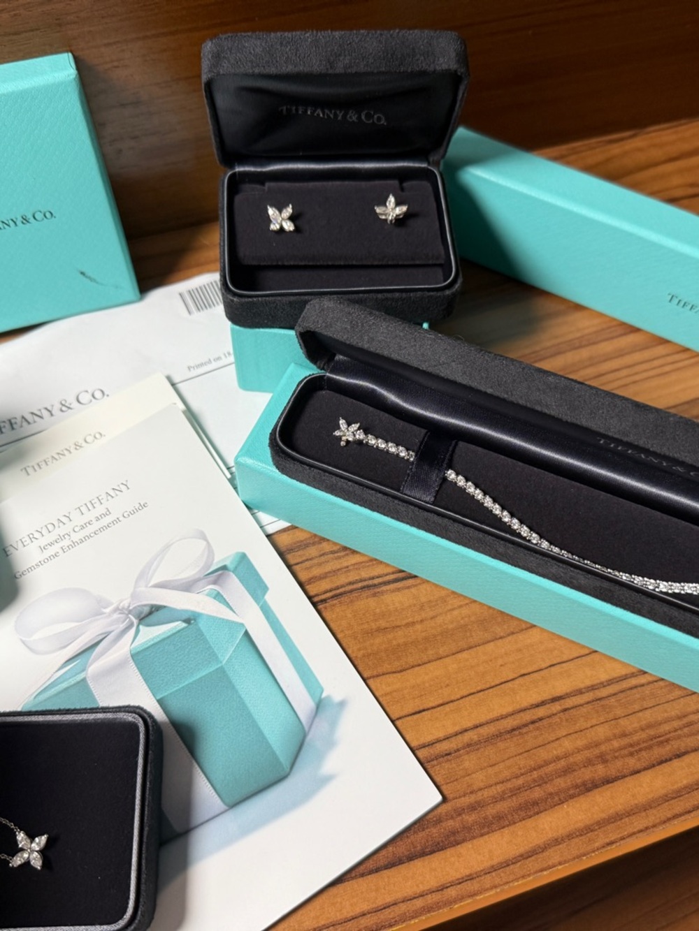 Tiffany & Co. Diamond Bracelet and Earrings Set in Tiffany Blue